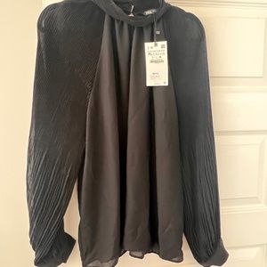 Zara black high neck blouse size XL. Brand new with tags.